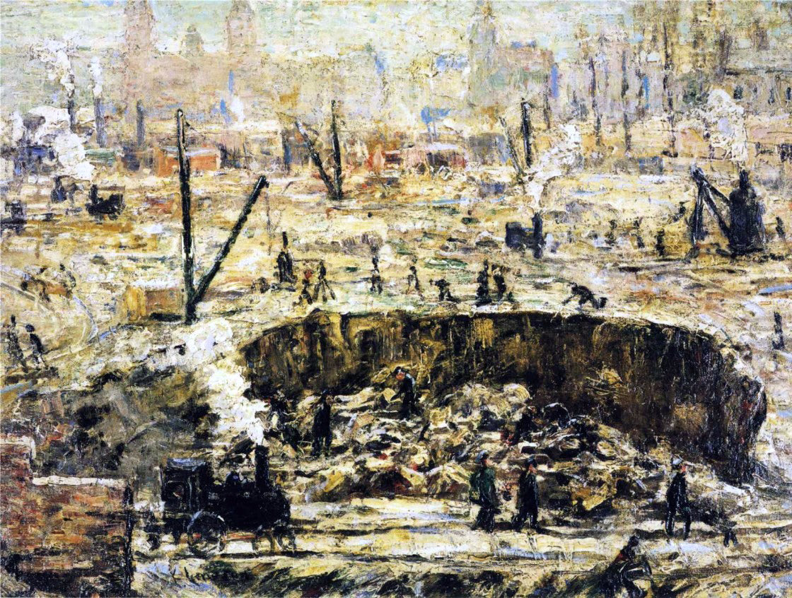 Ernest Lawson Excavation - Penn Station - Hand Painted Oil Painting