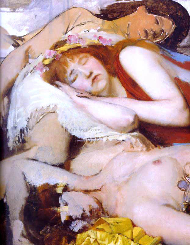 Sir Lawrence Alma-Tadema Exhausted Maenides After the Dance - Hand Painted Oil Painting