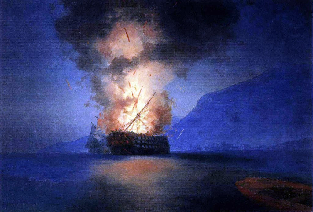 Ivan Constantinovich Aivazovsky Exploding Ship - Hand Painted Oil Painting