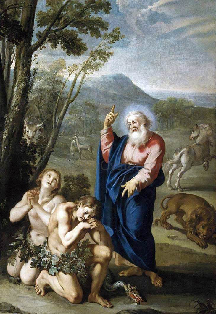 Aureliano Milani Expulsion of Adam and Eve - Hand Painted Oil Painting