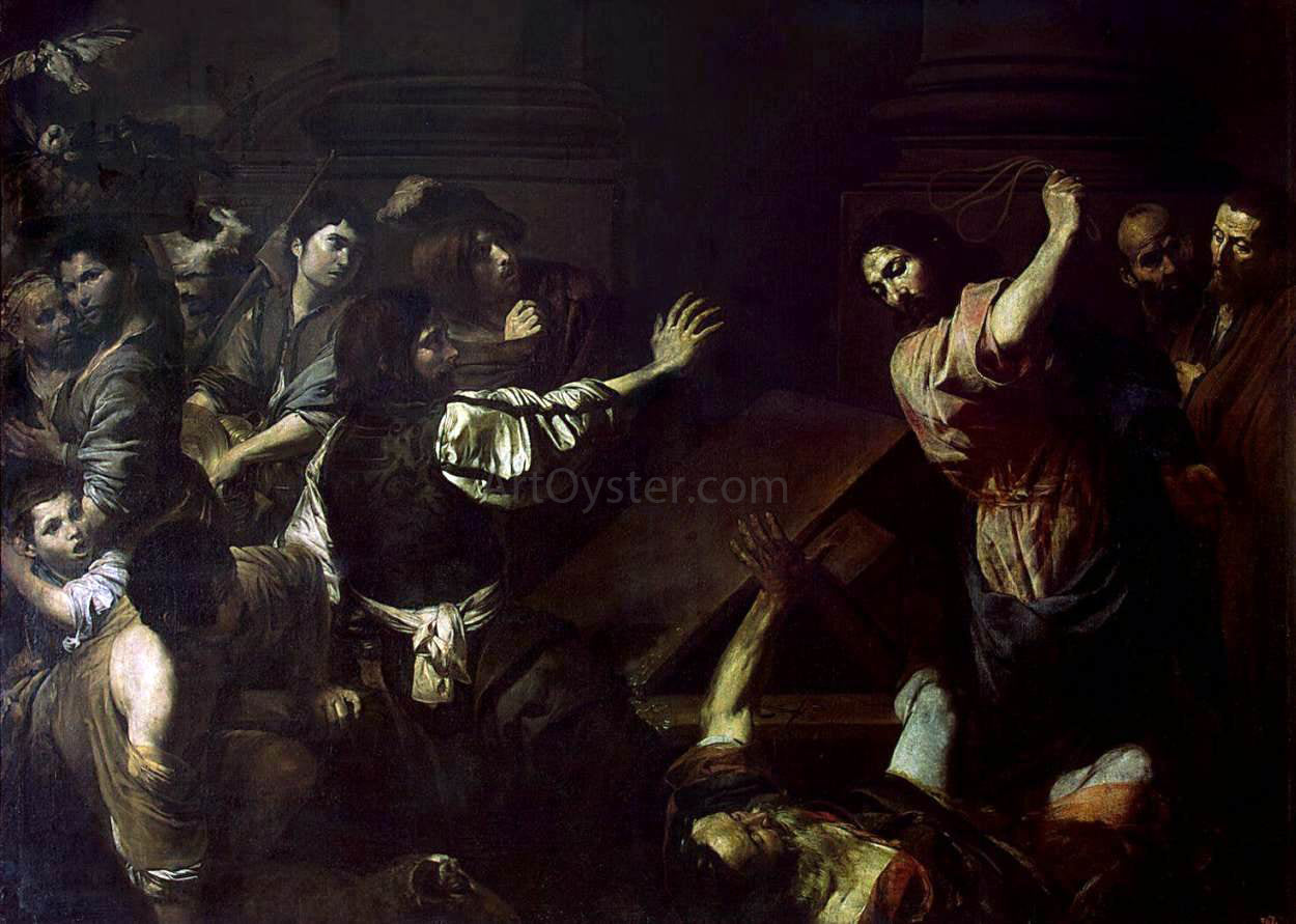 Valentin De boulogne Expulsion of the Money-Changers from the Temple - Hand Painted Oil Painting