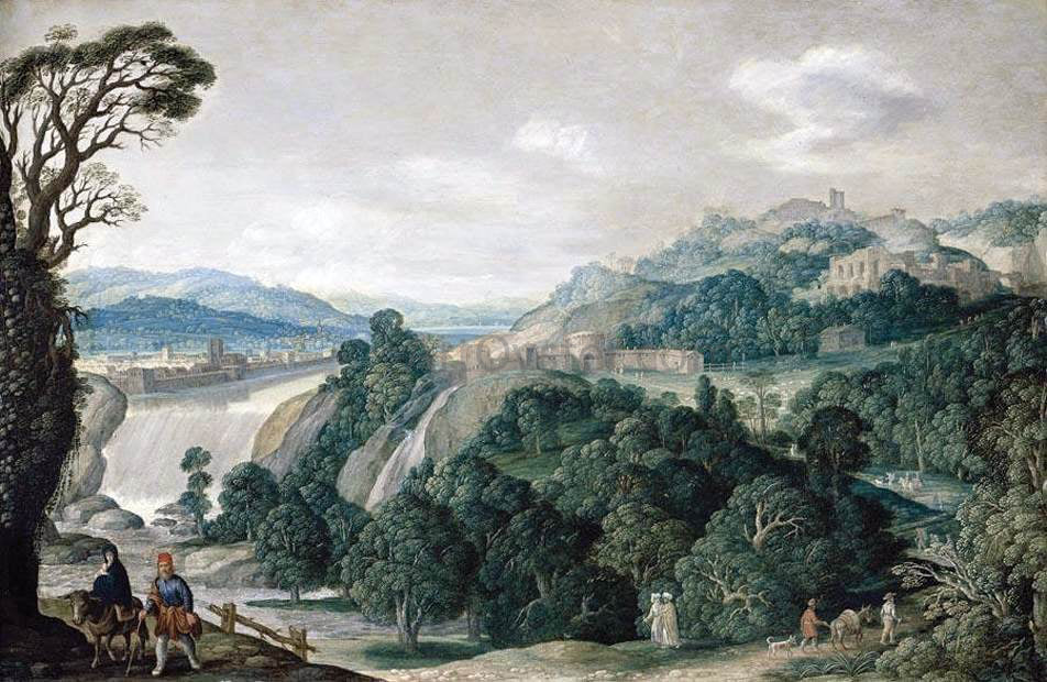 Johann Konig Extensive Landscape with the Flight into Egypt - Hand Painted Oil Painting