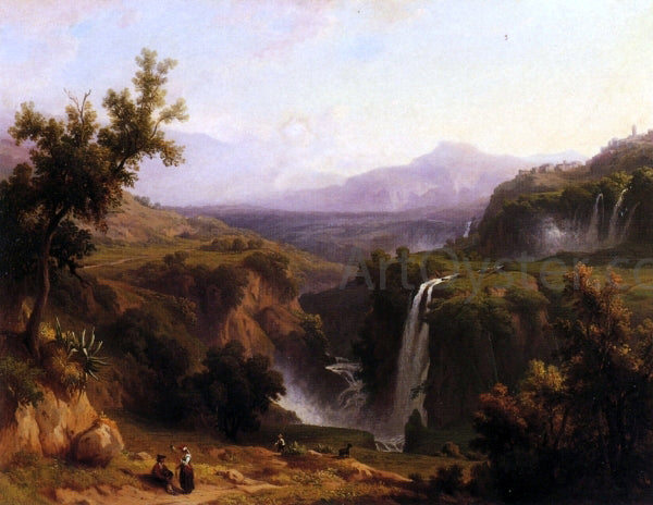  Franz Knebel Extensive View of the Cascades and Tivoly - Hand Painted Oil Painting