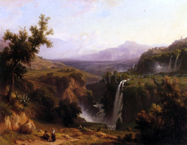 Franz Knebel Extensive View of the Cascades and Tivoly - Hand Painted Oil Painting
