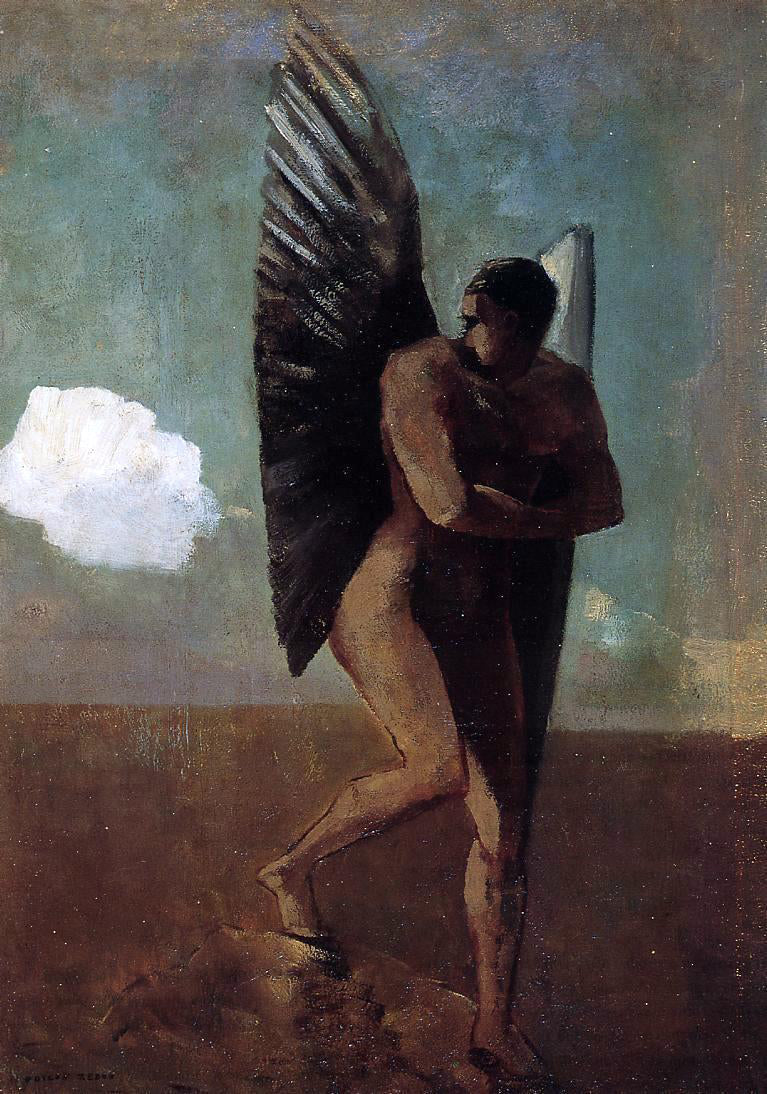 Odilon Redon Fallen Angel Looking at at Cloud - Hand Painted Oil Painting