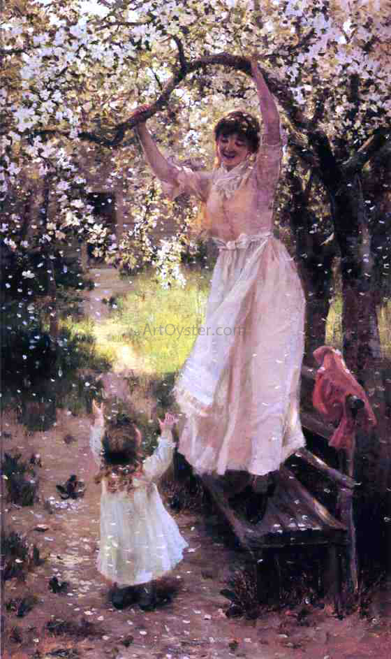 Hamilton Hamilton Falling Apple Blossoms - Hand Painted Oil Painting