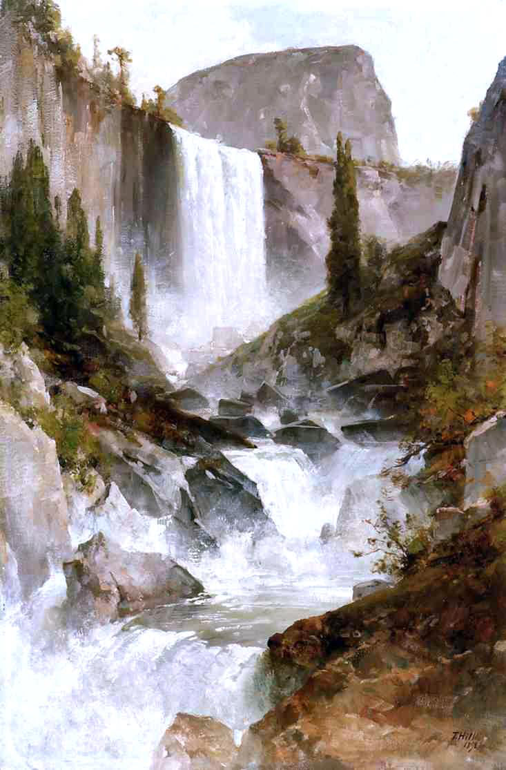 Thomas Hill Falls in Yosemite - Hand Painted Oil Painting