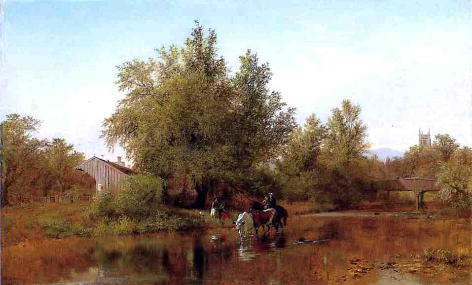 Albert Fitch Bellows Family by the River - Hand Painted Oil Painting