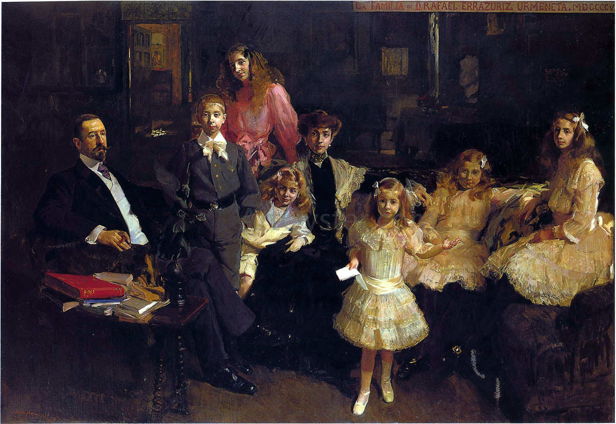 Joaquin Sorolla Y Bastida Family Eratruriz - Hand Painted Oil Painting