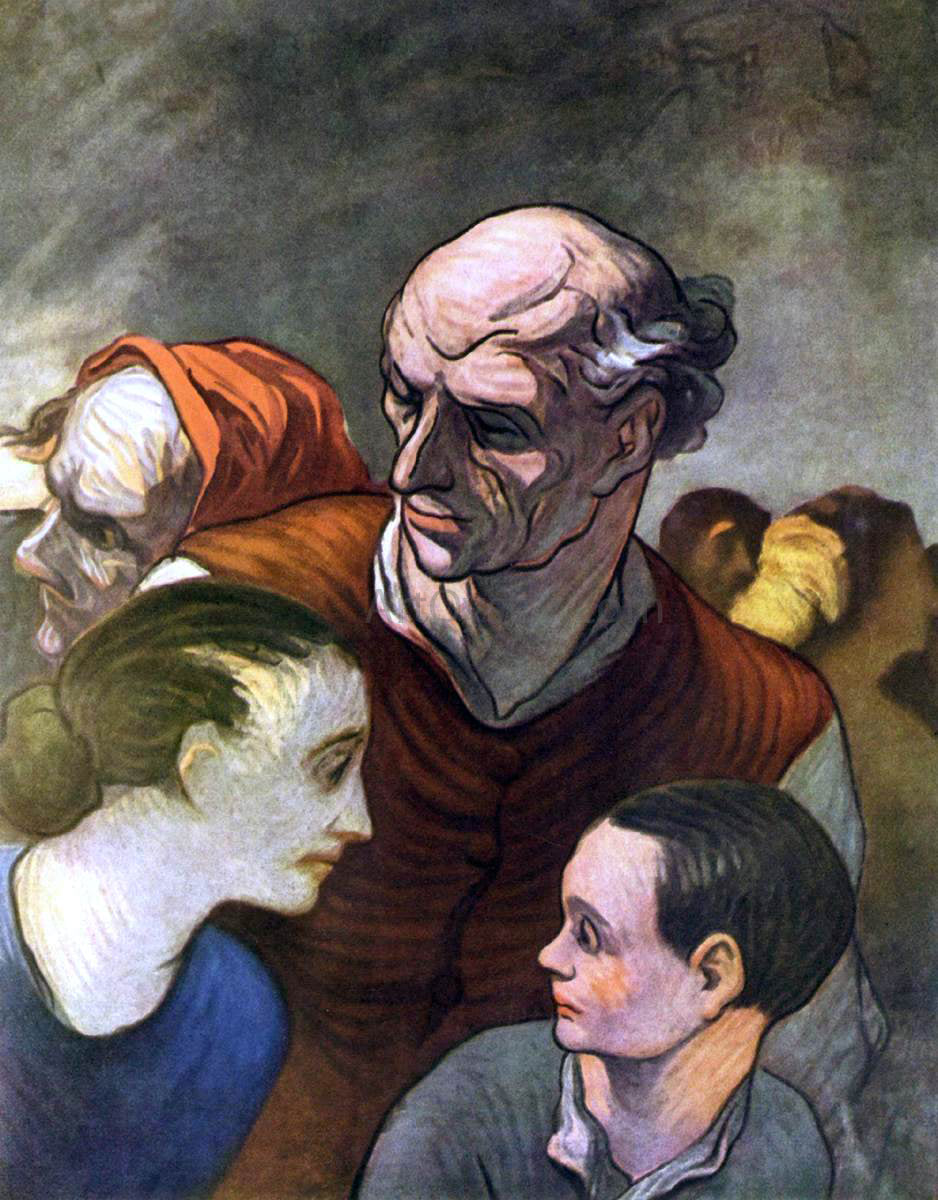 Honore Daumier Family on the Barricades in 1848 - Hand Painted Oil Painting
