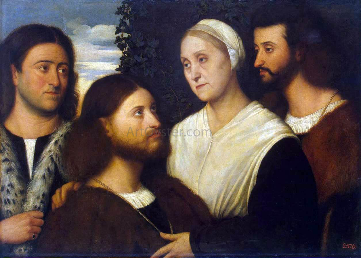 Bernardino Licinio Family Portrait - Hand Painted Oil Painting