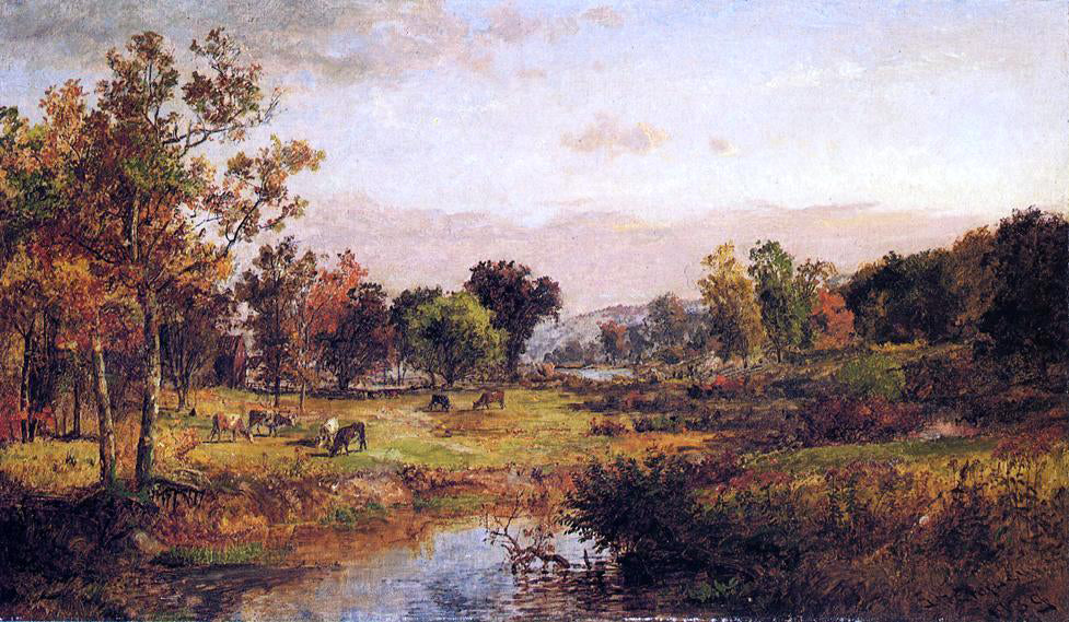  Jasper Francis Cropsey Farm Along the River - Hand Painted Oil Painting