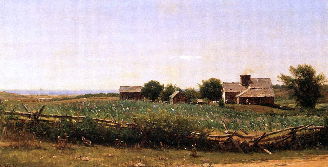 Thomas Worthington Whittredge Farm by the Shore - Hand Painted Oil Painting