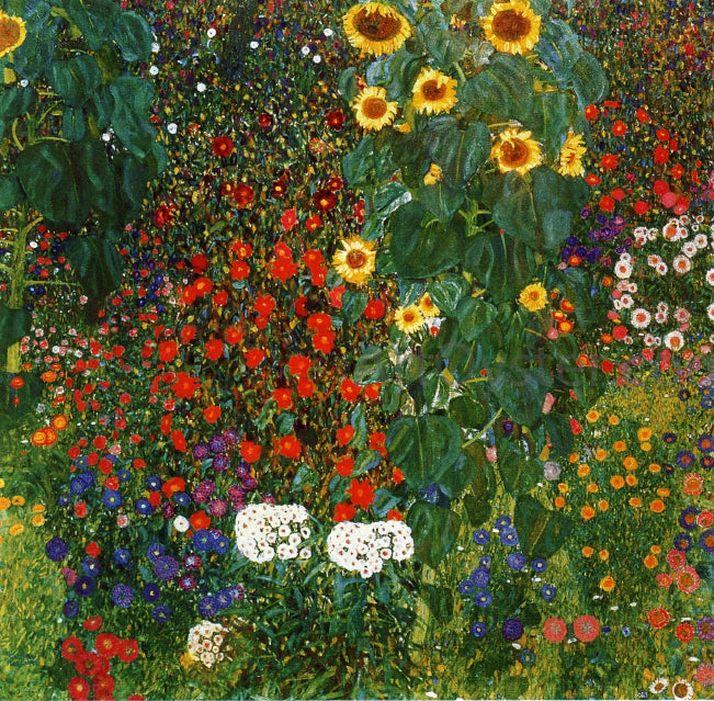 Gustav Klimt A Farm Garden with Sunflowers - Hand Painted Oil Painting
