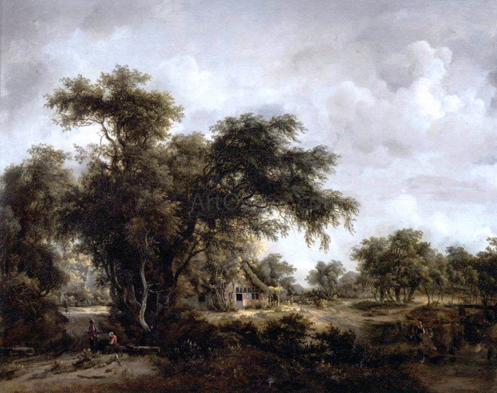 Meyndert Hobbema Farm in the Woods - Hand Painted Oil Painting