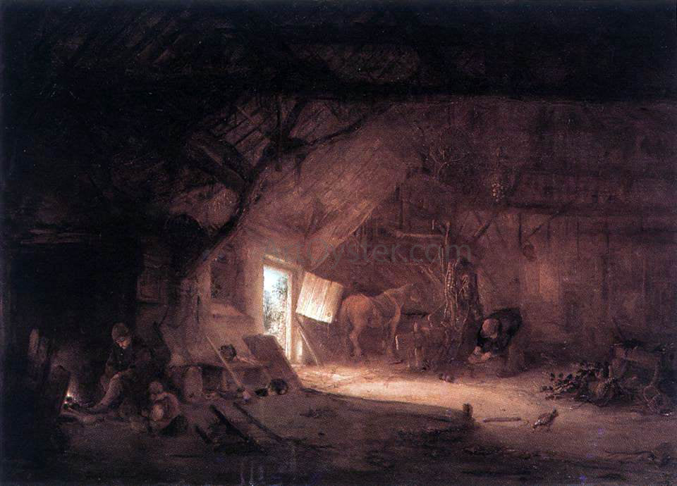 Isaac Van Ostade Farmhouse Interior - Hand Painted Oil Painting