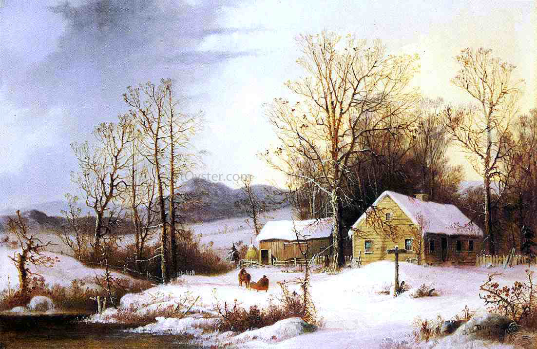 George Henry Durrie Farmstead in Winter - Hand Painted Oil Painting