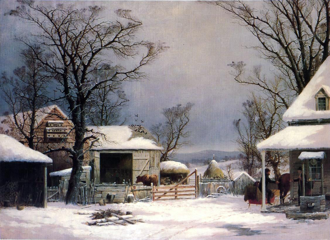 George Henry Durrie A Farmyard, Winter - Hand Painted Oil Painting