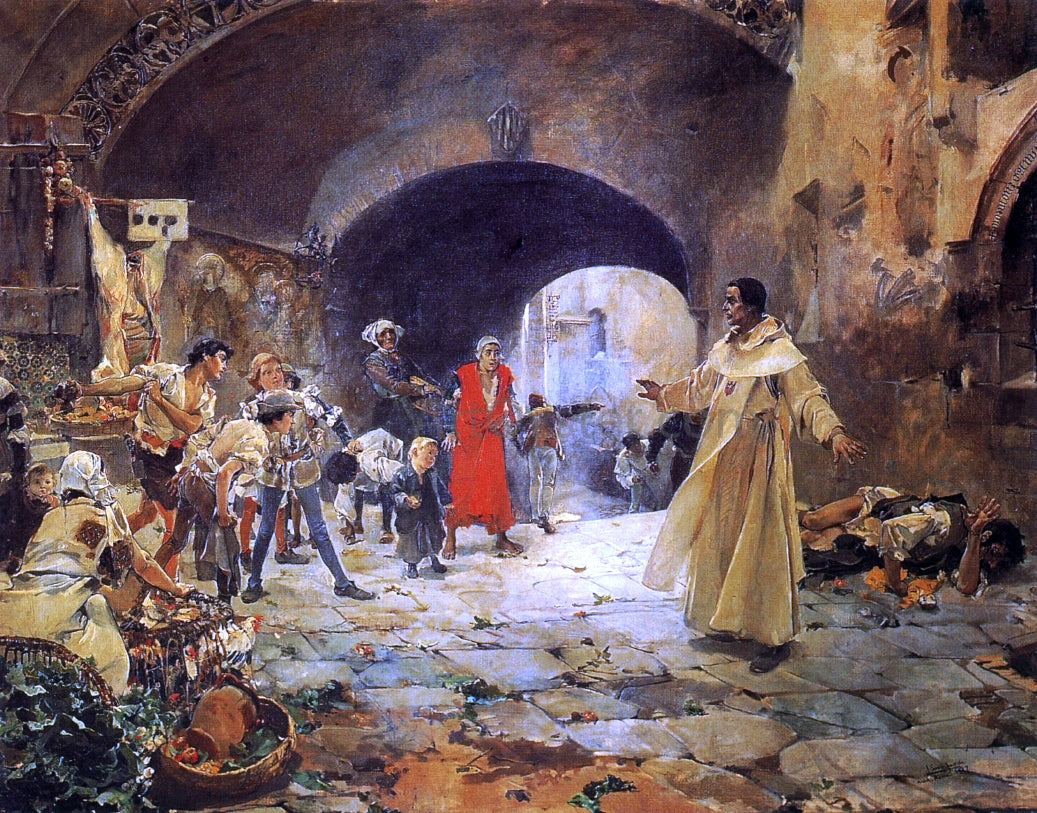 Joaquin Sorolla Y Bastida Father Jofre Protecting a Madman - Hand Painted Oil Painting