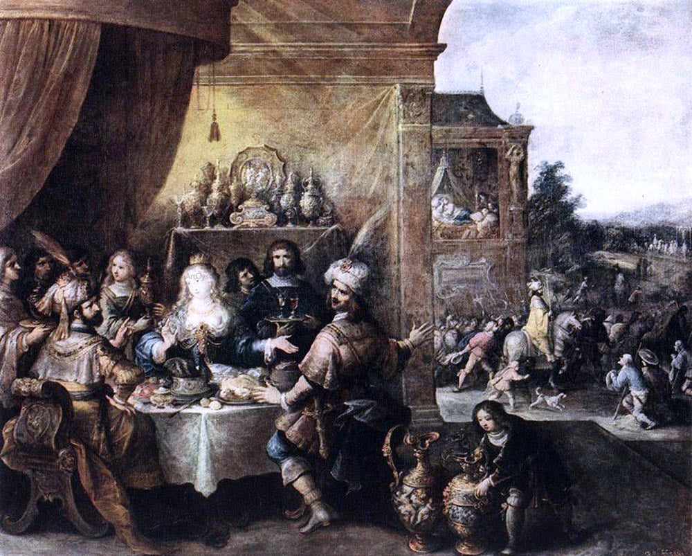 The Younger Frans Francken Feast of Esther - Hand Painted Oil Painting