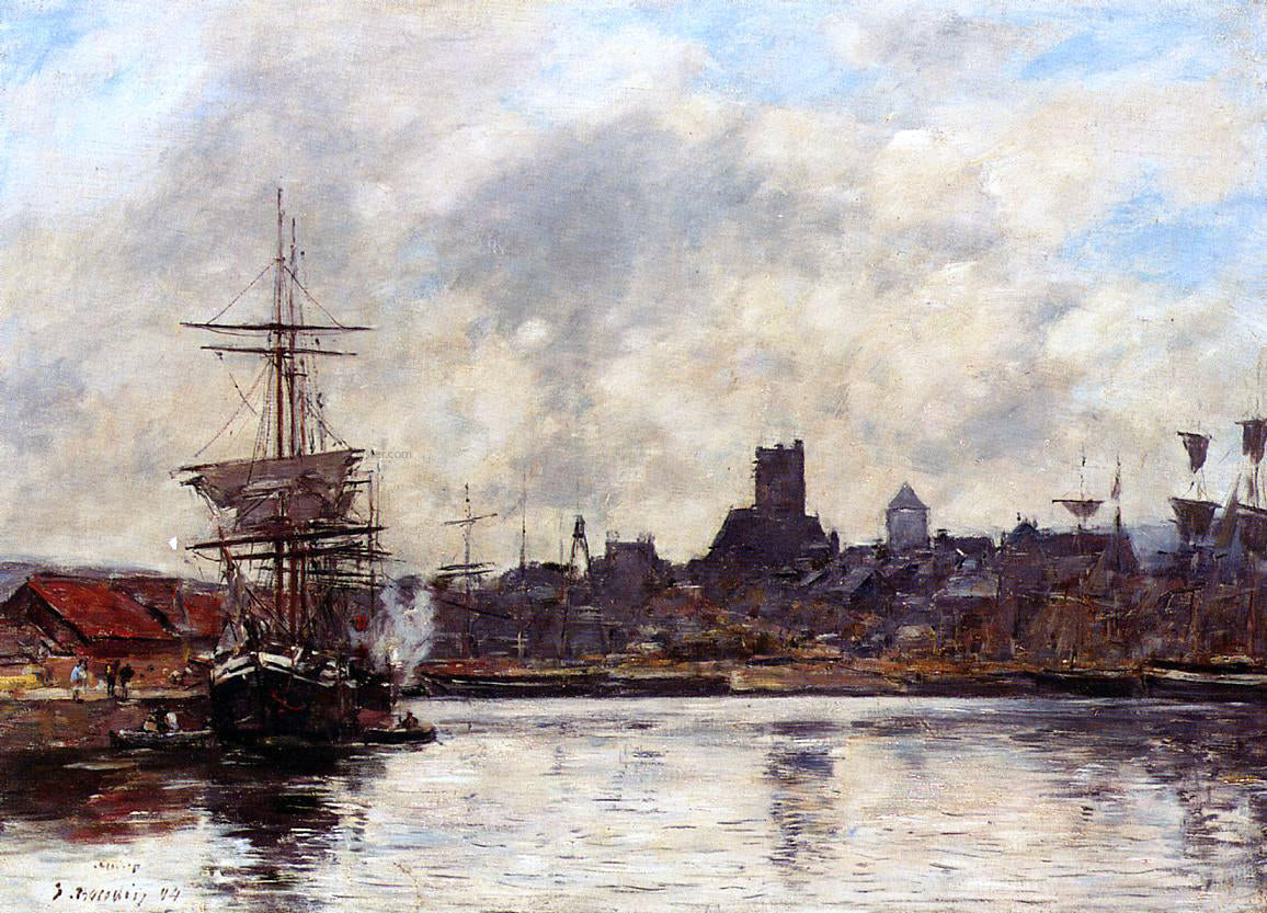 Eugene-Louis Boudin Fecamp, the Port - Hand Painted Oil Painting