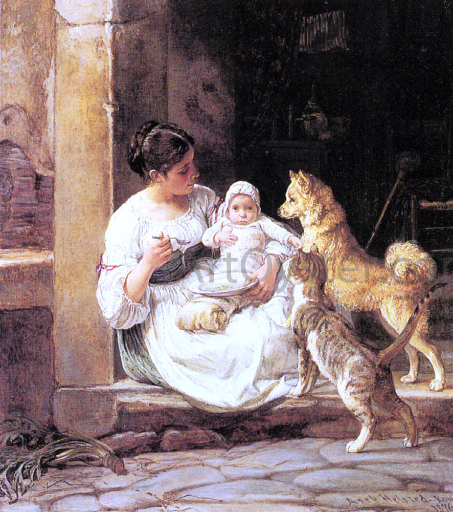  Axel Helsted Feeding the Baby - Hand Painted Oil Painting