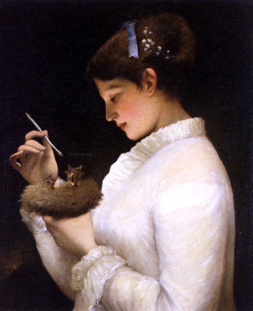 James Sant Feeding The Chicks - Hand Painted Oil Painting