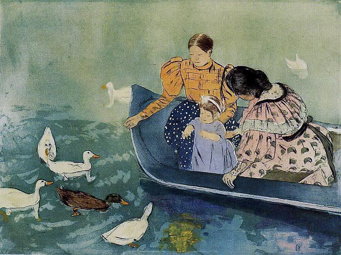 Mary Cassatt Feeding the Ducks - Hand Painted Oil Painting