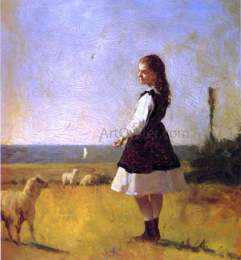 Eastman Johnson Feeding the Lamb - Hand Painted Oil Painting