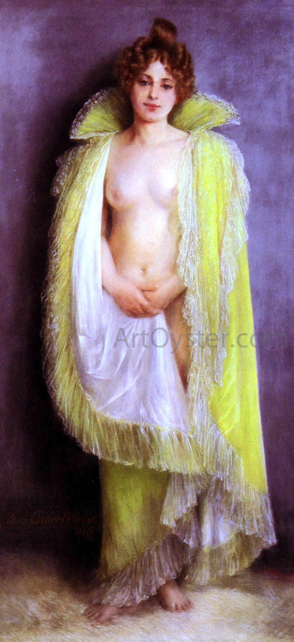 Pierre Carrier-Belleuse Femme En Deshabillee Verte - Hand Painted Oil Painting