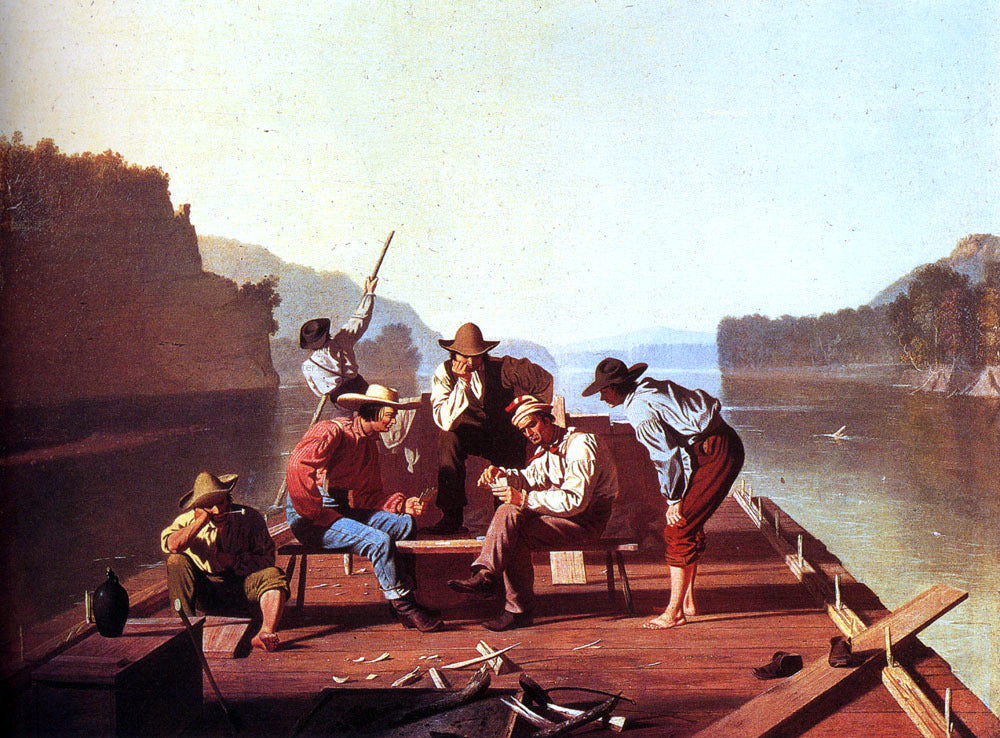 George Caleb Bingham Ferrymen Playing Cards - Hand Painted Oil Painting