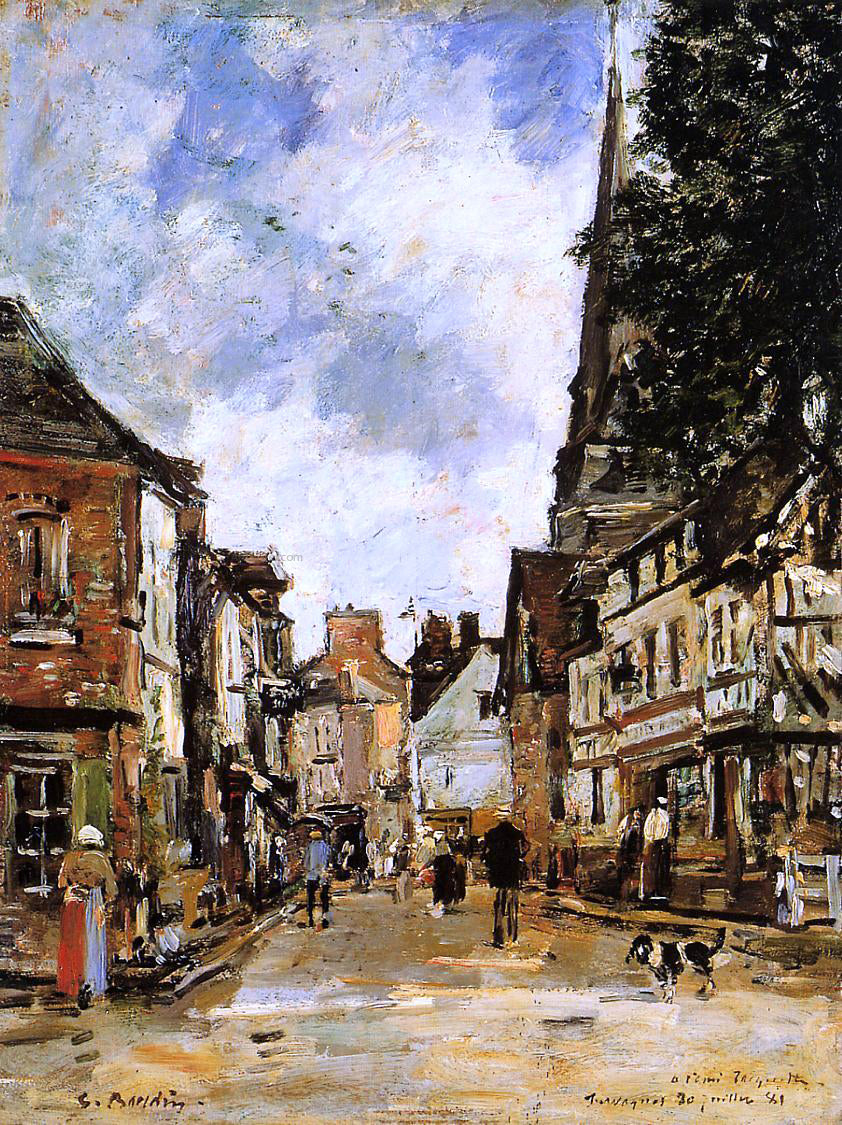  Eugene-Louis Boudin Fervaques, a Village Street - Hand Painted Oil Painting