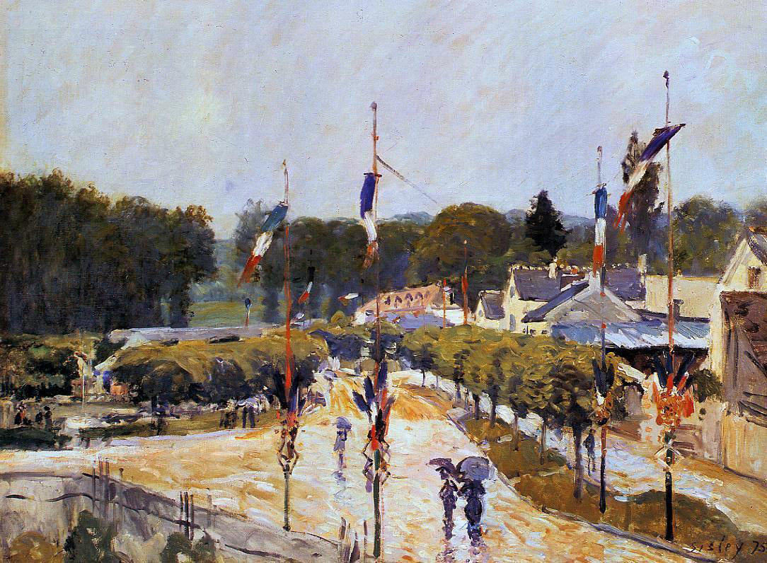 Alfred Sisley Fete Day at Marly-le-Roi (also known as The Fourteenth of July at Marly-le-Roi) - Hand Painted Oil Painting