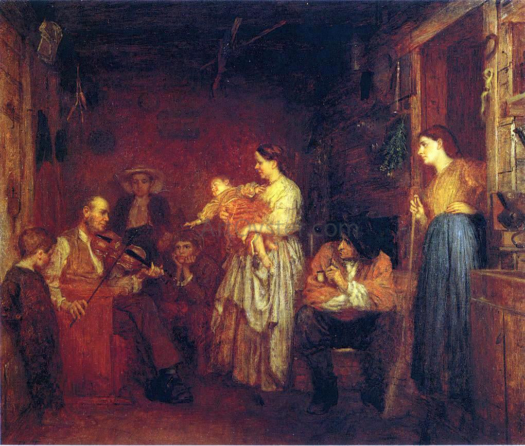 Eastman Johnson Fiddling His Way - Hand Painted Oil Painting