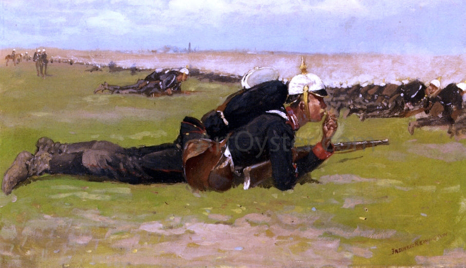 Frederic Remington Field Drill for the Prussian Infantry - Hand Painted Oil Painting