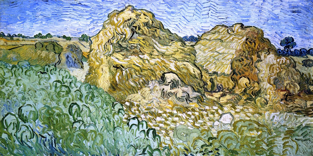 Vincent Van Gogh Field with Stacks of Wheat - Hand Painted Oil Painting