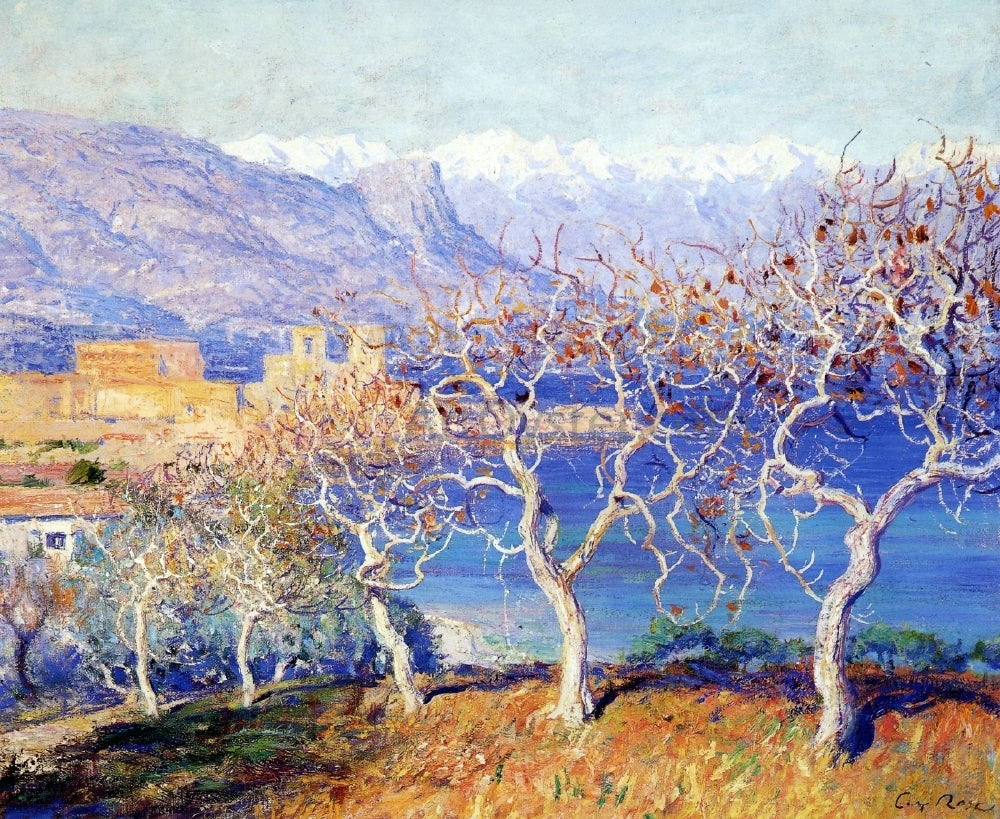 Guy Orlando Rose Fig Trees, Antibes - Hand Painted Oil Painting