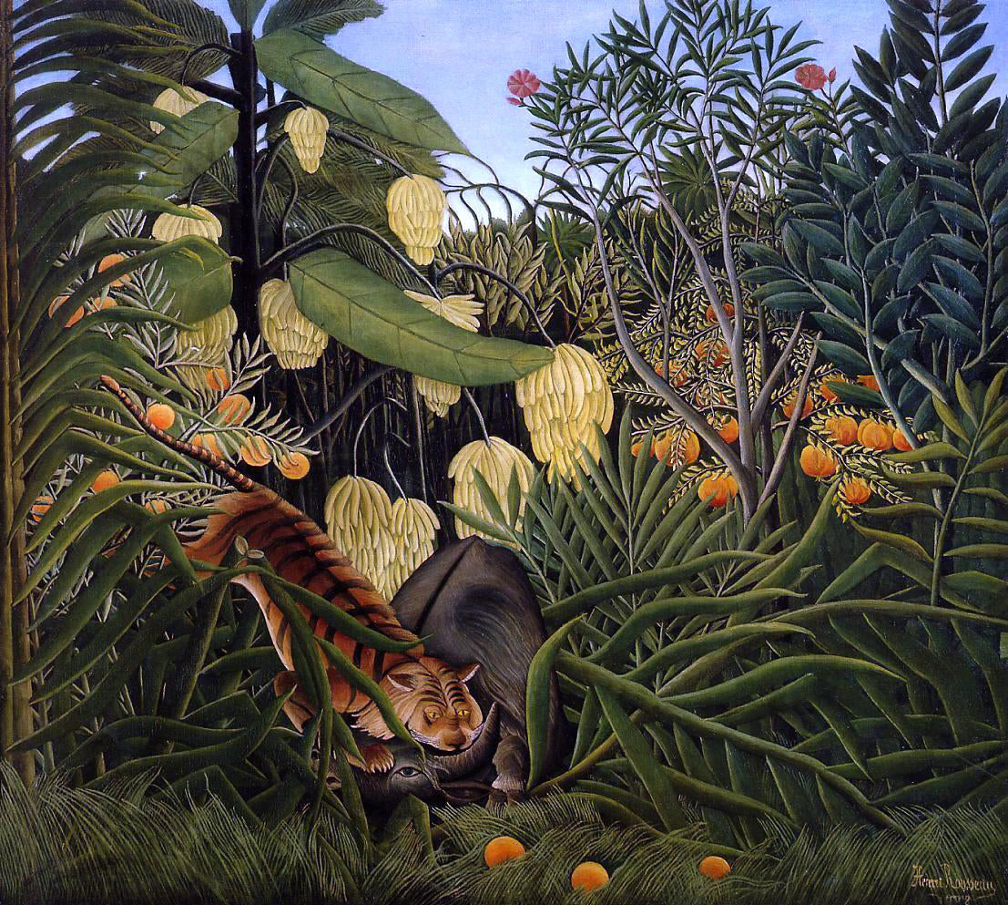 Henri Rousseau Fight between a Tiger and a Buffalo - Hand Painted Oil Painting