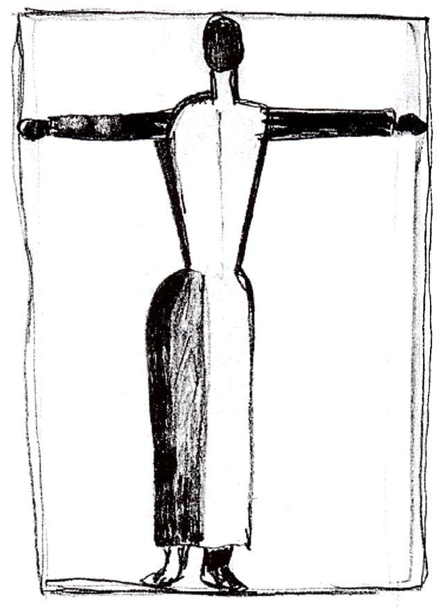 Kazimir Malevich Figure in the Form of a Cross with Raised Hands - Hand Painted Oil Painting