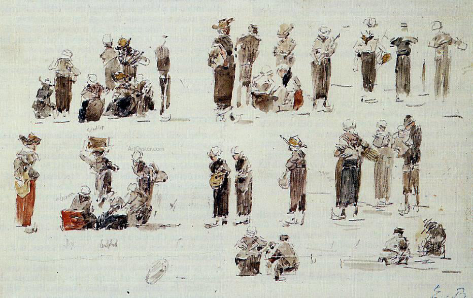 Eugene-Louis Boudin Figure Study - Hand Painted Oil Painting