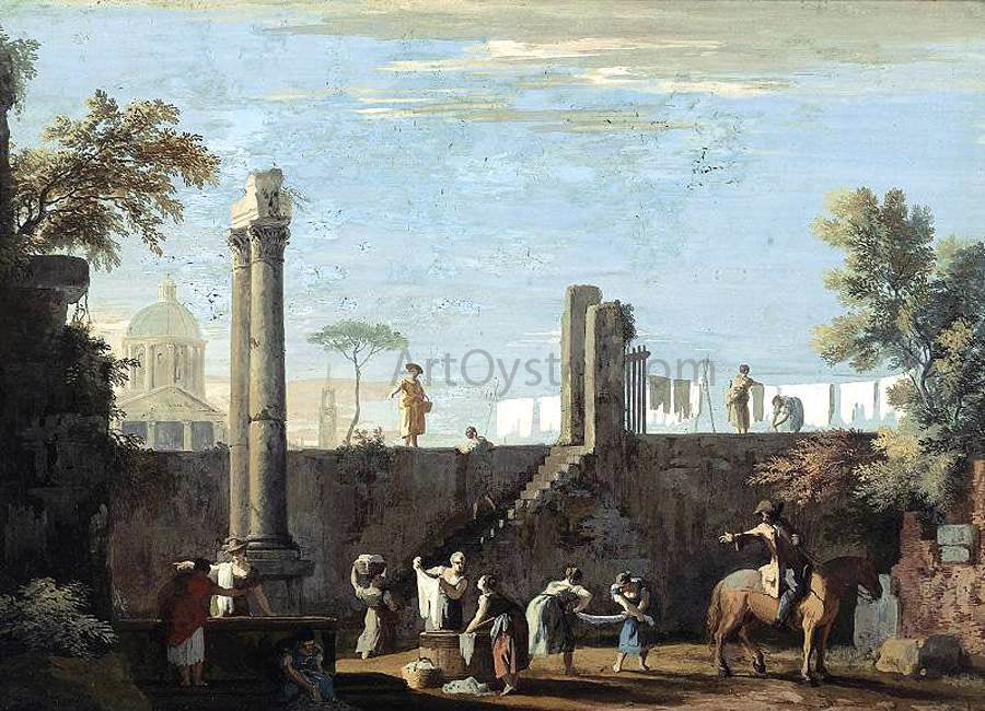 Marco Ricci Figures Among Ruins - Hand Painted Oil Painting