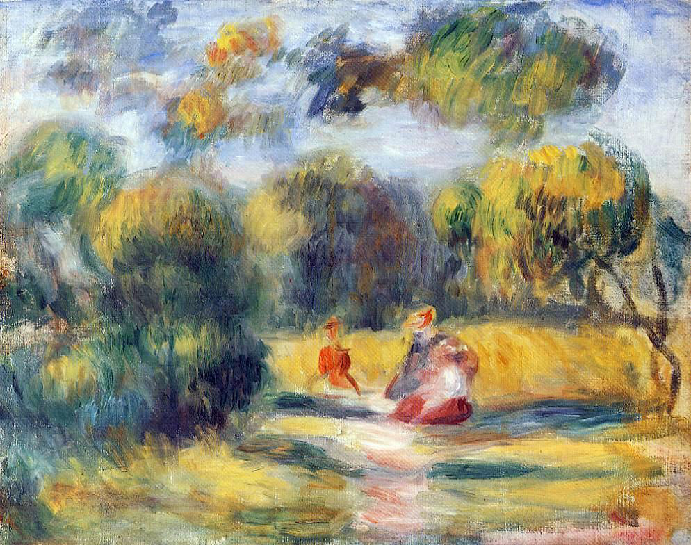 Pierre Auguste Renoir Figures in a Landscape - Hand Painted Oil Painting