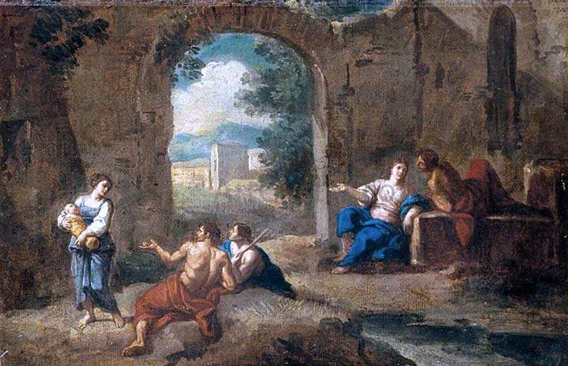 Andrea Locatelli Figures in a Landscape - Hand Painted Oil Painting