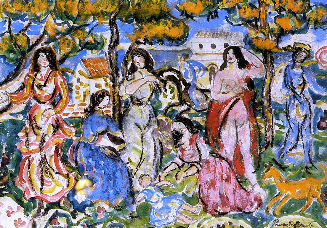 Maurice Prendergast Figures in a Landscape - Hand Painted Oil Painting