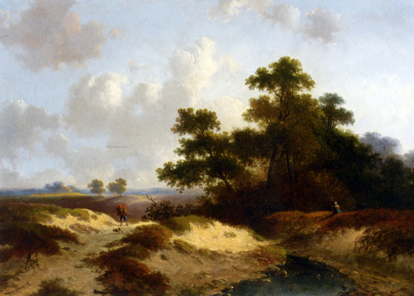 Jan Evert Morel Figures in a Summer Landscape - Hand Painted Oil Painting