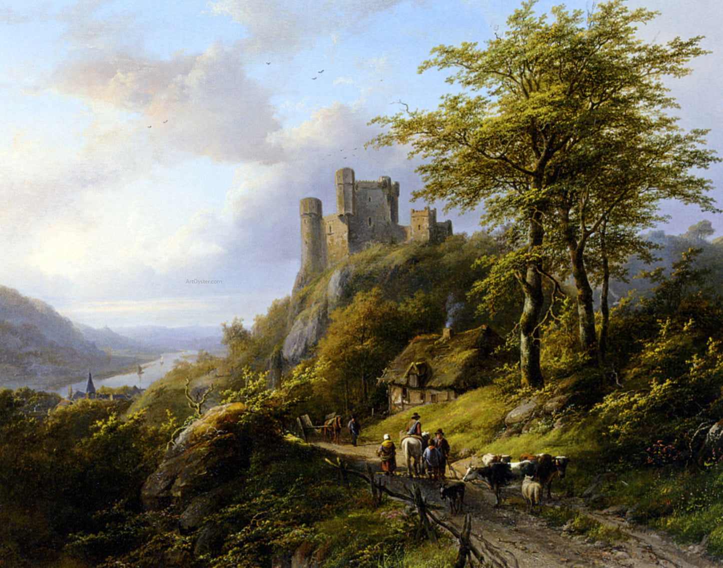 Johann Bernard Klombeck Figures near a Ruin in a Landscape - Hand Painted Oil Painting