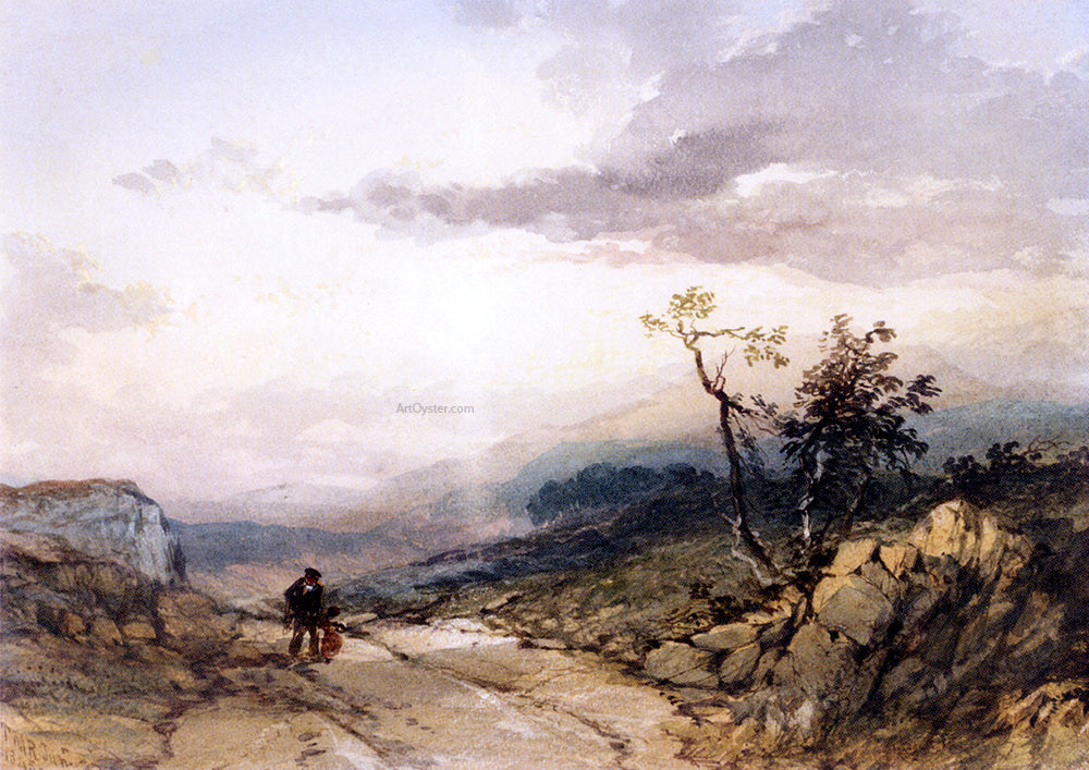 Junior Thomas Miles Richardson Figures On A Country Road Near Ambleside, Westmoreland - Hand Painted Oil Painting