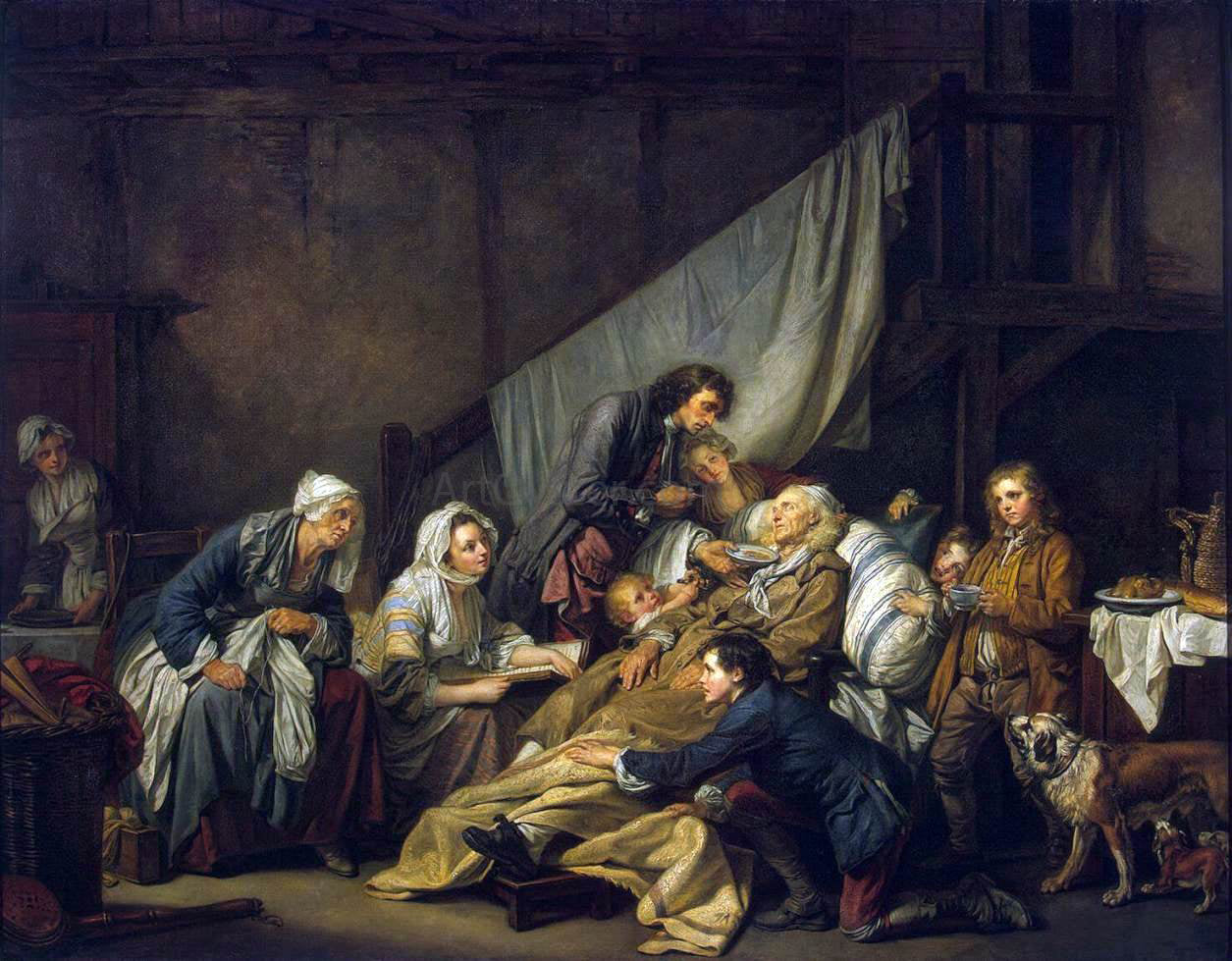  Jean Baptiste Greuze Filial Piety - Hand Painted Oil Painting