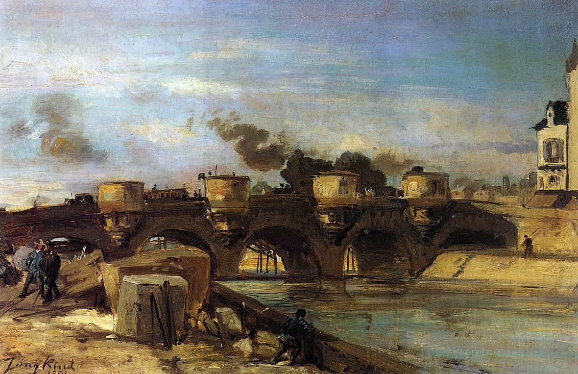 Johan Barthold Jongkind Fire on Pont Neuf - Hand Painted Oil Painting