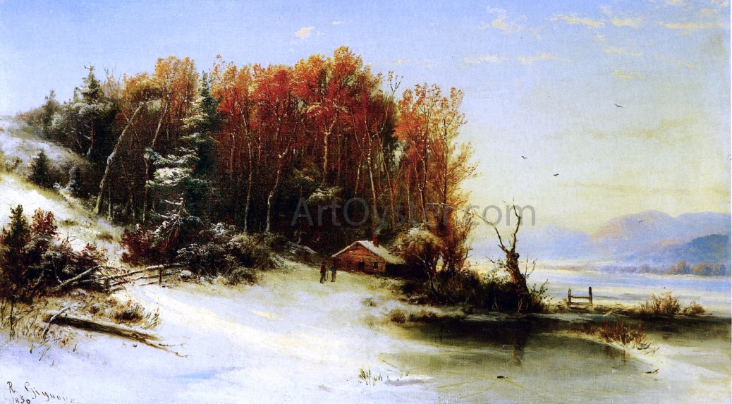  Marie-Francois-Regis Gignoux First Snow Along the Hudson - Hand Painted Oil Painting